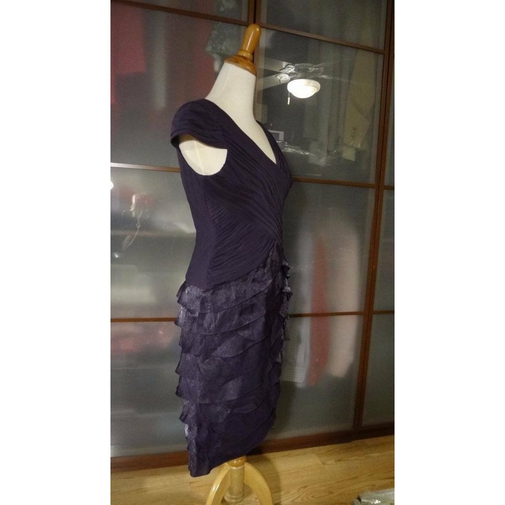 Adrianna Papell Purple Jersey Taffeta Shutter Pleat Dress 8 NEW - Picture 8 of 10